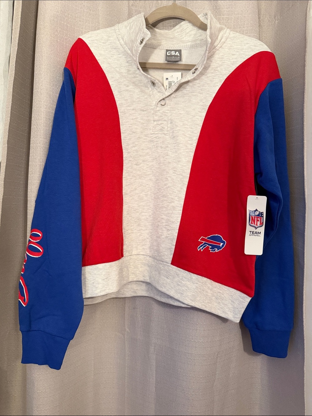 CSA Buffalo Bills Colorblock Crewneck Sweater - Red, Blue & Gray